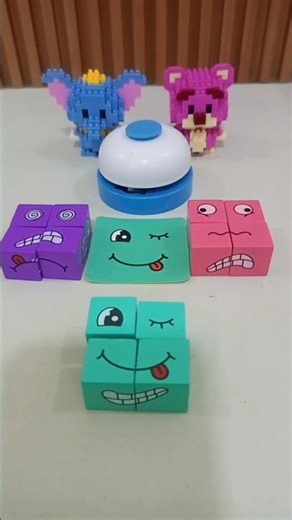 👾BUILDING FACE CUBE GREEN! #emojipuzzle #emojichallenge #buildingblocksasmr #faceexpression