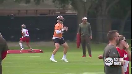 Checking in on the Tampa Bay Buccaneers QB competition between Baker Mayfield and Kyle Trask. #GoBucs | Kyle Burger