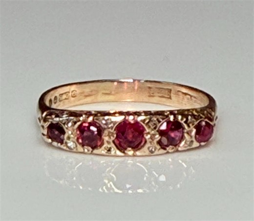 Ruby Ring Vintage Engagement Ring London Antique Victorian 9K Yellow Gold Genuine Earth Mined Ruby Diamond Wedding Band July Birthday Gift - Etsy