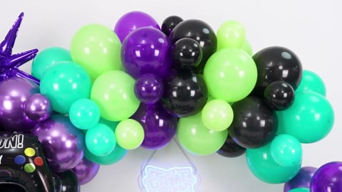 Video Game Balloon Arch Garland Kit, Teal Blue Purple Green Black Party Balloons with Game Handle Foil Balloons, Balloon Arch for Video Game Theme Birthday Party Boys Night Decor