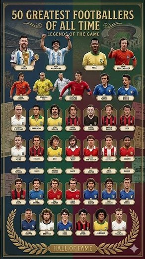 Top 50 Greatest Footballers of All Time 🐐🔥 | Legends of Football History #football #soccer #fifa