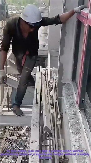 Construction Worker’s Dangerous High-Altitude Job Without Safety Harness