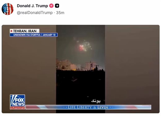 President Trump posts in TruthSocial: Mark Levin: We need to see the opportunity. And by that, I mean that our CIA, along with the Israeli Mossad, make determinations about the best way to determine who to train and arm.We armed the freedom fighters. The Mujahideen in Afghanistan and others throughout the world. Why would we take this off the table?( Iranian people) want liberation, and I bet they want retribution against this regime for slaughtering tens of thousands of their family members and