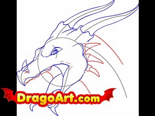How to draw a dragon head, step by step
