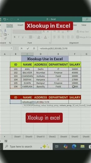 Excel में Xlokup fromla सीखे ! #viral #excel #shorts #short #shortsfeed