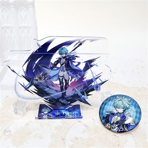 Limited Edition Genshin Impact Lohen Acrylic Stand and Brushed Silver Nickel Metal Badges. - Etsy Australia
