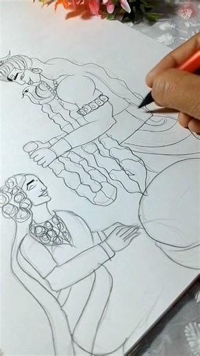 shiv & parvati drawing 🥰 shiv ❤️ parvati #shorts