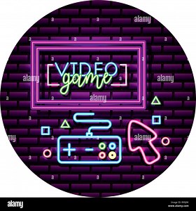 computer controller arrow neon video game wall vector illustration Stock Vector Image & Art - Alamy