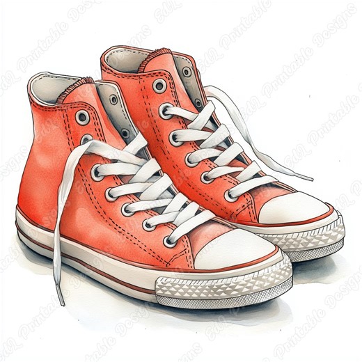 20 Watercolor Sneakers Clip Art, Sport Shoes Printable Images, Casual Shoes Digital Download, Fashion Shoes Scrapbooking Paper Craft JPG Set - Etsy