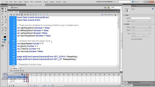 Flash CS4_CS5 platform game tutorial_ Learning to Shoot part 1