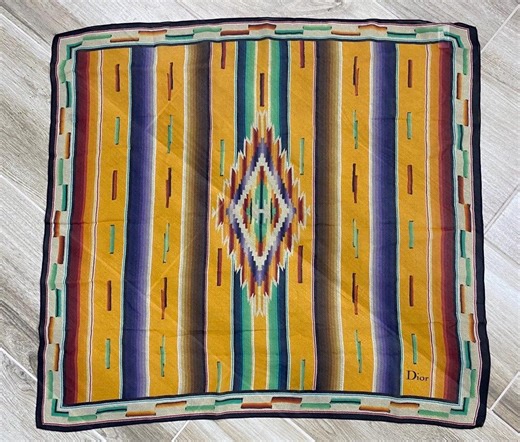 Christian Dior 2000’s Silk Scarf Carre Rare Auth Aztec Multicolor Vintage - Etsy