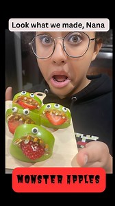 🍏👻 Happy National Apple Day and celebrate with these Monster Apples: Easy Halloween Treats! 🎃 These spooky cute apple bites are the perfect combo of sweet, crunchy, and a little creepy. Plus, they’re a super fun DIY food craft for kids (and adults who love to play with their food)! ✨ Ingredients: 1 green apple 🍏 Peanut butter 🥜 1 strawberry 🍓 Mini pretzel sticks 🥨 6–8 candy eyeballs 👀 🧡 How to Make: 1️⃣ Slice your apple and spread peanut butter between two slices to create a “mouth.” 2️