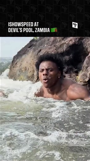 IShowSpeed at Devil’s Pool, Zambia 🇿🇲 Devil’s Pool sits on the edge of Mosi-oa-Tunya, meaning “The Smoke That Thunders” the local name of one of the most powerful waterfalls in the world. 🎥 @ishowspeed | NWE