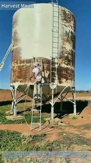 Wartung von Getreidesilos! Entrostungsarbeiten in großer Höhe
