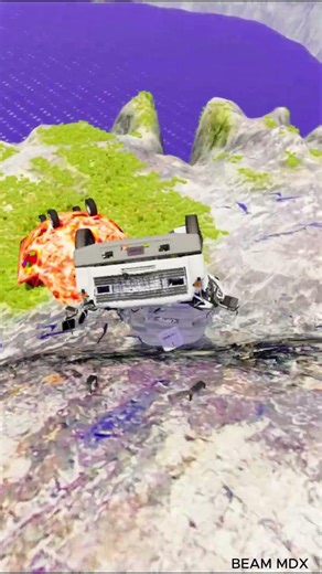 Bus vs Giant Lava Pit 😱 BeamNG drive #291 #beamng #beamngdrive #viral #short #shorts