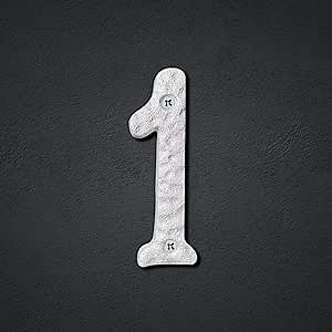 House Address Numbers 4 Inch Height - Cast Iron House Number - Rustproof Silver Finish - Number 1