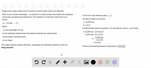 SOLVED:A diffractometer using X-rays with a wavelength of 0.2287 nm produced first order diffraction peak for a crystal angle θ=16.21^∘ . Determine the spacing between the diffracting planes in this crystal.
