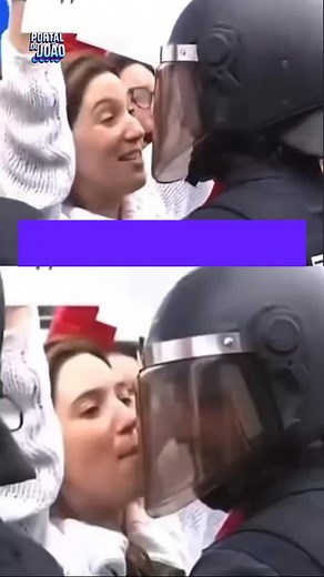 O policial tentando evitar contato visual com ela | Faustão na Band