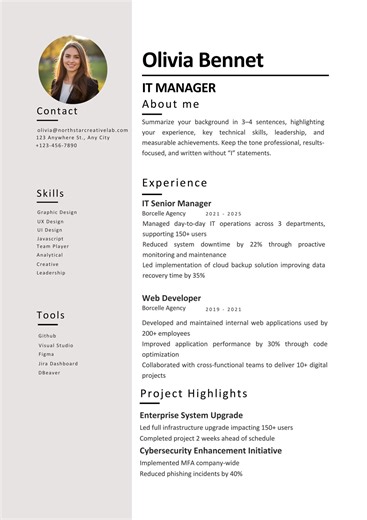 Ats-friendly Resume Template – Professional, Editable | Modern Resume Template With Photo: Canva, Google Docs - Etsy