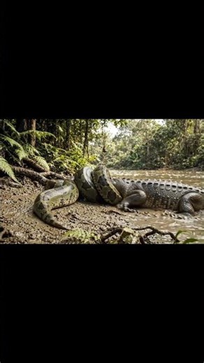 Anakonda Vs Buaya‼️ #wildlife #crocodile #snake