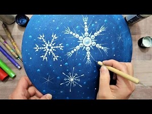 How To Paint A Snowy Night Dot Mandala In Acrylics BEGINNERS | Lydia May