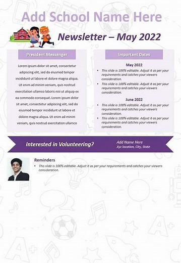 One Page School Newsletter PowerPoint Template | Kridha Graphics