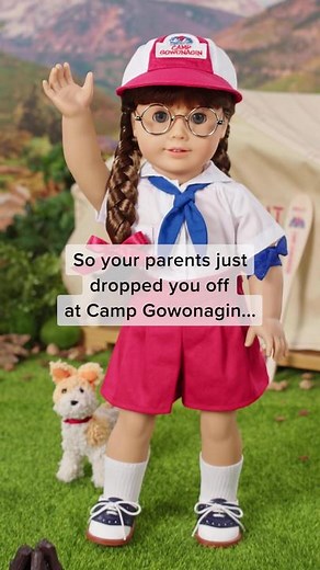 Molly’s summer camp vibes are unmatched. ☀️⛺️ P.S. Molly is back in stock 👀 #AmericanGirl #SummerCamp #Camping #Glamping