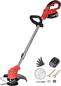 Weed Wacker Battery Powered,with Brushless Motor，21V 4.0Ah Battery and Fast Charger,12'' Cutting Range,for Garden Flowerbeds Grass Trimming