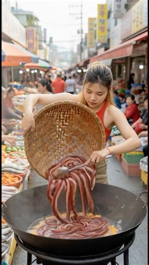 Epic Street Food Cooking! Giant Noodles Dropped Into Mega Wok | AI Food Art Short