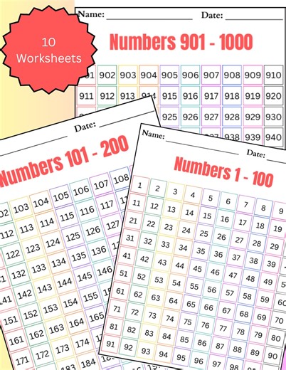 Numbers 1-1000 Chart Printable – Math Wall Decor, Homeschool Aid (PDF Download) - Etsy UK