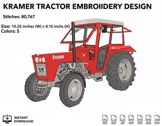 Kramer Tractor Embroidery Design: Vintage Farm Machine (10x12 Hoop) (digital Download) - Etsy Australia