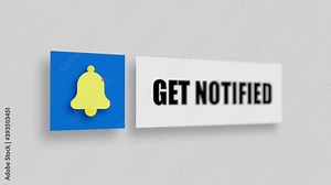 Get notified and subscribe icon social media alert bell notification symbol white background animation