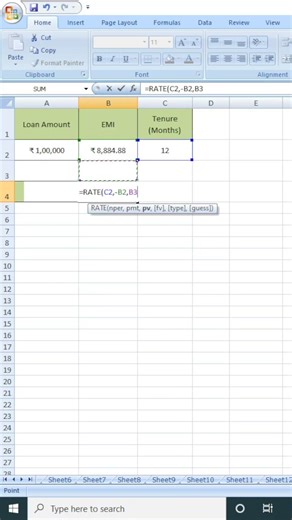 Find Interest Rate in Excel | RATE Formula #excel #exceltips