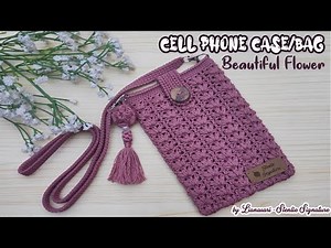 How to Crochet Cross Body Bag/Cell phone Case - Merajut tas selempang (tas hape)