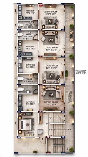 27'6"X72'6" house planArchitecture plan| 3bkh house plan with dimensions#home#buildingplans