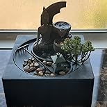 24.2" H Rock Cascading Water Fountain Outdoor&Indoor, 6-Tier Garden Naturefalls Fountains, Floor-Standing Waterfall with Lights for Patio, Backyard, Deck, Porch, Home DéCor, Stone Gray