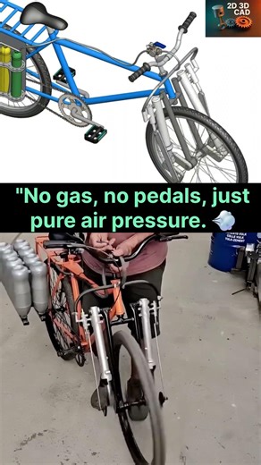 3D CAD vs. Real Life: Building a High-Power Compressed Air Bicycle#shorts