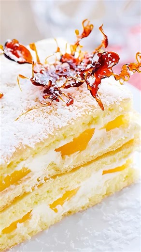 Sponge Cake with Mascarpone Cream and Syrup Apricots 😍