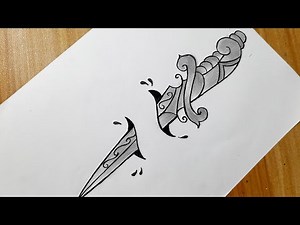 How to draw a sword easy step by step || sword tattoo darwing