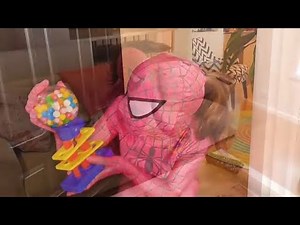 Spiderman and Spidergirl Bubble Gum Poo Prank Fun - Superhero Movie In Real Life! #982