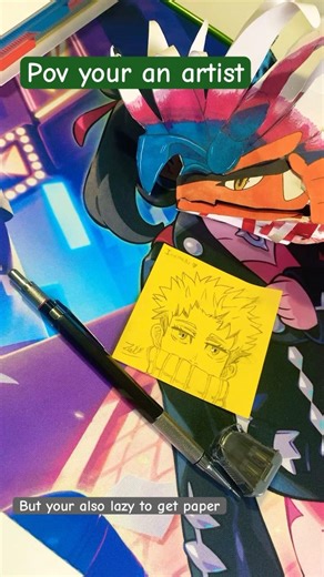 Post it note drawing as an artist #dragonpuppeteer #dragon #drawing #postitnotes #artist #fyp #art