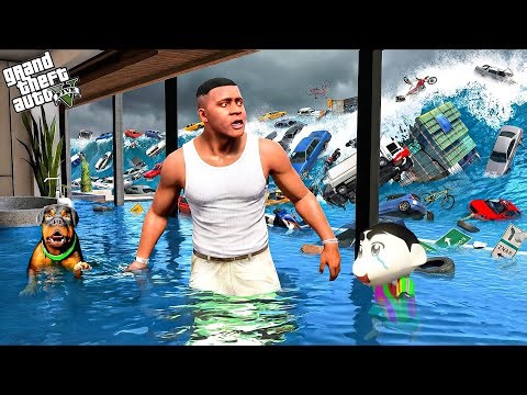Franklin Survived the Biggest Tsunami but Lost Shinchan & Chop 🌊😭 | GTA 5