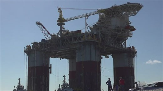 Giant oil platform begins journey from Ingleside to the Gulf of Mexico