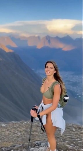 Bikini Girl Hikes a Mountain to an Incredible View 😍⛰️ | You Won’t Believe that view!
