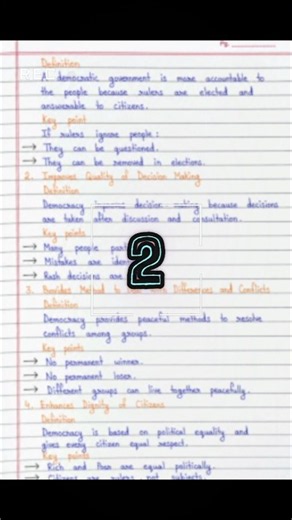 Class 9th✨Part-2✨What is Democracy & Why is Democracy | NCERT📚| Handwritten✍️Notes #handwrittennotes