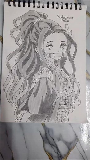 How to Draw Nezuko Kamado ✏️ | Step by Step Shading Demon slayer Anime Sketch 🖤