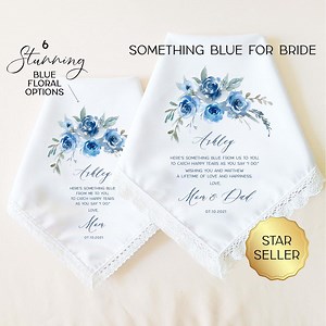 Something Blue Wedding Handkerchief Gift for Bride: Personalized Something Blue for Wedding Day, Bridal Shower Gift, Bridal Hankerchief - Etsy