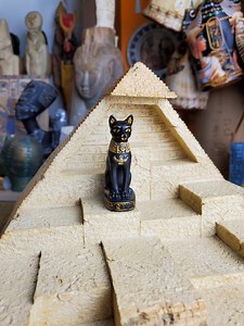 Vintage Bastet Mini Statue - Ancient Egyptian Cat Goddess Figurine Bast With Hieroglyphic Base & Wadjet - Altar Statue - Etsy