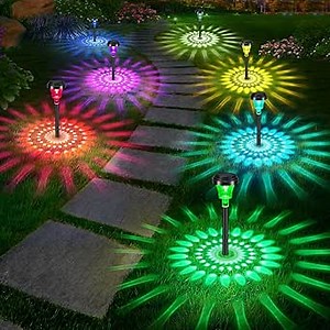 Solar Pathway Lights Outdoor 12 Pack Color Changing, LED Solar Outdoor Lights, IP65 Waterproof Solar Powered Garden Light for Walkway Yard Lawn Decorative(Multicolor&Warm White)