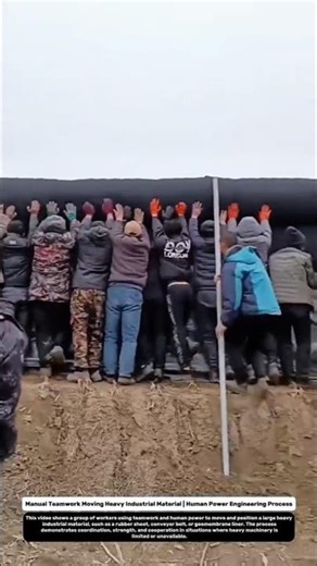 Manual Teamwork Moving Heavy Industrial Material | Human Power Engineering Process.